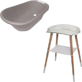 koupací vanička BÉBÉ-JOU sada digitální vaničky SENSE Edition Chalk Brown se stojanem