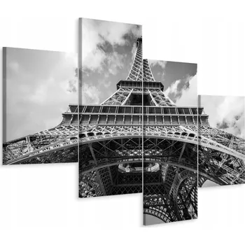 Obraz Černobílý obraz 4dílný Eiffelova věž 80x50