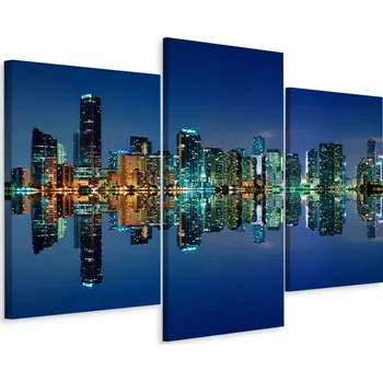 Obraz Obraz TRYPTYCH Miami Mrakodrapy Noční Pohled 3D 120x80