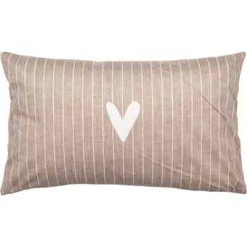 Dekorativní polštářek Hnědý obdélníkový povlak na polštář se srdíčkem Happy and Smile – 30x50 cm