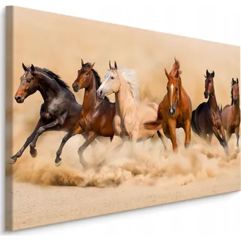 Obraz Canvas Obraz STÁDO Koní v Cvalu 3D Pohled 30x20