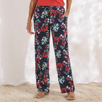 Dámské kalhoty Široké splývavé kalhoty s pružným pasem a potiskem, z viskózy nám. modrá 40