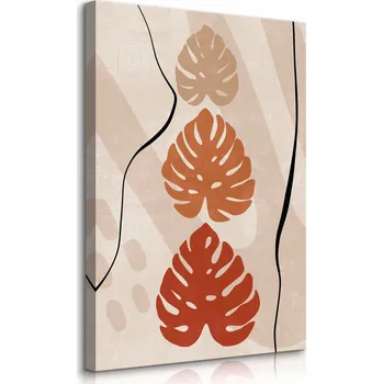 Obraz OBRAZ DO LOŽNICE LISTY MONSTERY STYL BOHO PŘÍRODA ABSTRAKCE 40x60