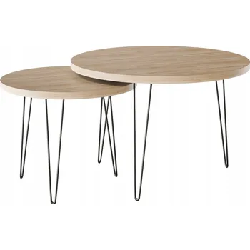 Konferenční stolek Konferenční stolek kulatý LAPP sada Ø50 + Ø68 cm Dub Sonoma