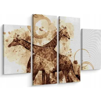 Obraz Obraz ŽIRAFY Zvířata Abstrakce 4 Díly 80x60