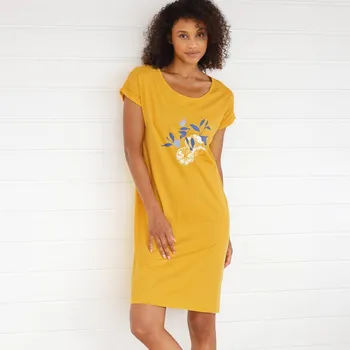 Dámská noční košile Sada 2 krátkých nočních košil s potiskem citrónů modrá+šafránová 54