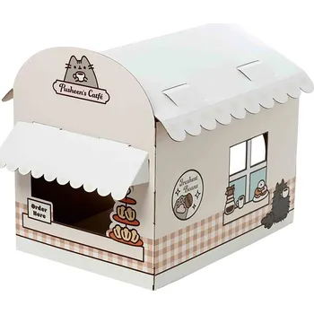 Domeček pro kočky Pusheen - kartonový úkryt v designu kavárny (55 x 33 x 33 cm)