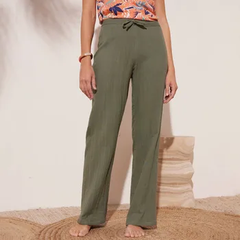 Dámské kalhoty Blancheporte Mušelínové široké kalhoty khaki 46