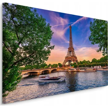 Obraz CANVAS obraz Seina Eiffelova věž Paříž 3D 40x30