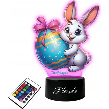 Lampička LAMPKA NA SKLE Zajíček Velikonoční s Kraslicí LED RGB + DÁLKOVÝ OVLADAČ 16 BAREV