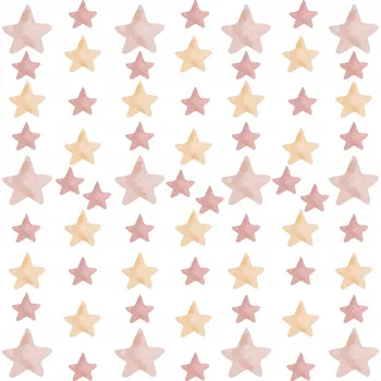 Obraz Nálepky Na Zeď pro děti - Akvarelové růžové HVĚZDY, Boho styl - SADA