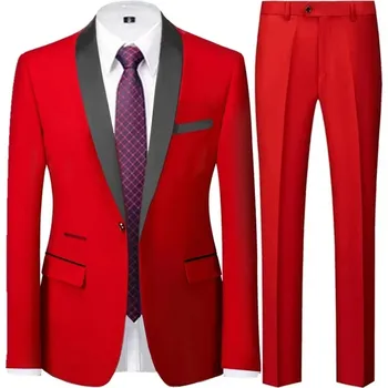Pánský oblek Svatební oblek MC441 Velikost: M, Barva (Varianta): Sada 2 ks červená