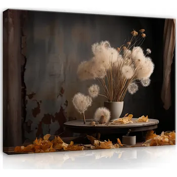 Obraz OBRAZ KVĚTINY VE VÁZE PAMPELIŠKY NA PLÁTNĚ NA ZEĎ LOŽNICE OBÝVÁK 60x40
