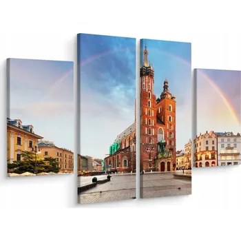 Obraz Čtyřdílný obraz Krakov Trh Duha 3D Efekt 120x90