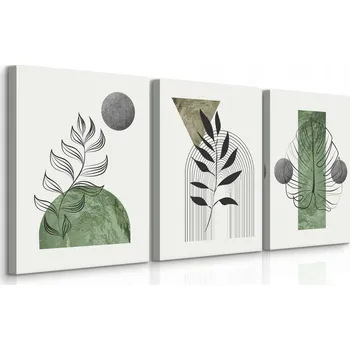 Obraz OBRAZY NA ZEĎ DO OBÝVÁKU SADA LISTY TROPICKÉ ABSTRAKCE STYL BOHO 90x40