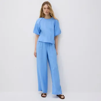 Dámské kalhoty Reserved - Volné kalhoty s modalem - modrá - 454FM-55X - 454FM-55X-L