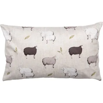 Dekorativní polštářek Béžový obdélníkový povlak na polštář s ovečkami Sheep Farm – 30x50 cm