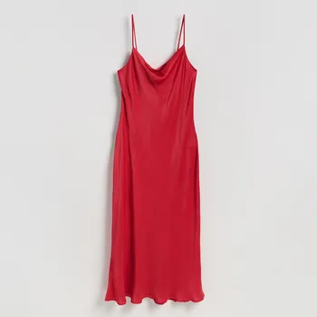 Dámské šaty Reserved - Midi šaty s&nbsp;příměsí viskózy - červená - 874GC-33X - 874GC-33X-M