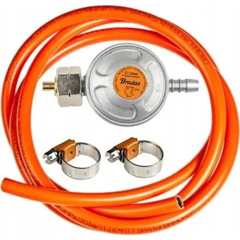 Plynová hadice PŘIPOJOVACÍ SADA PRO PLYNOVOU LAHEV 11 KG: REGULÁTOR TLAKU + PLYNOVÁ HADICE 1,5 M