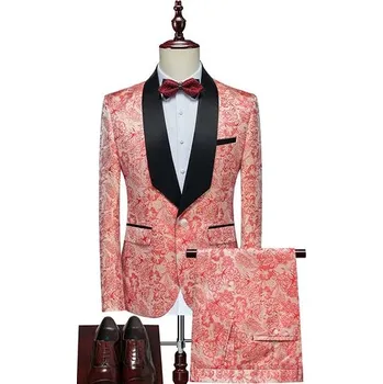 Pánský oblek Luxusní oblek na svatbu MC459 Velikost: M, Barva (Varianta): Růžová