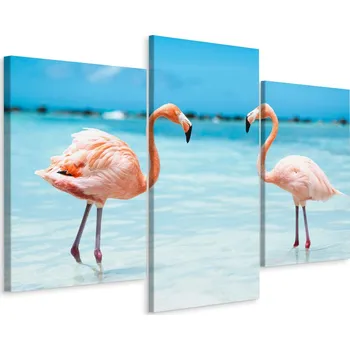 Obraz Obraz Triptych PLAMEŇÁCI Mořská krajina 3D 60x40