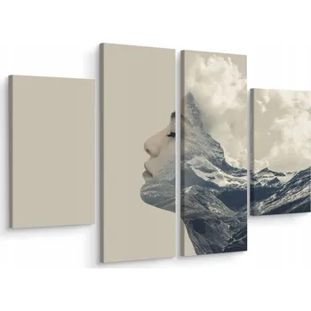 Obraz Obraz ŽENA Nebe Hory Koláž 3D 4 Díly 80x60