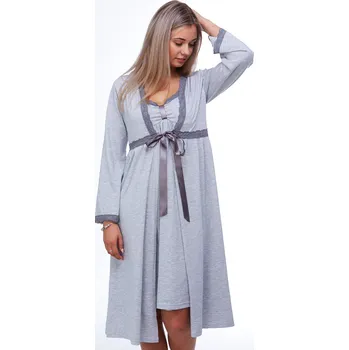 Dámská noční košile Župan s košilkou v kompletu 1G0178 šedá l