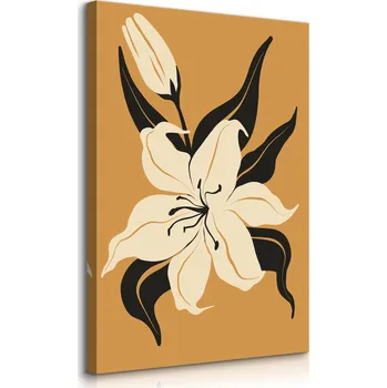 Obraz OBRAZ DO LOŽNICE ABSTRAKCE LILIE KVĚTY PŘÍRODA STYL BOHO LISTY 40x60