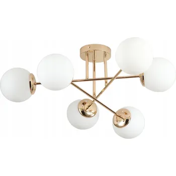 ZÁVĚSNÁ LAMPA STROPNÍ LUSTR KOULE zlatá MODERNÍ LED mléčná stropní svítidlo