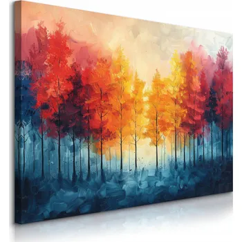 Obraz OBRAZ NA PLÁTNĚ DO OBÝVÁKU LOŽNICE PODZIMNÍ LES AKVAREL ABSTRAKCE 120x80