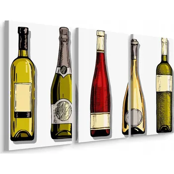 Obraz Obraz Tryptych SADA Lahví VÍNO Kresba 60x40