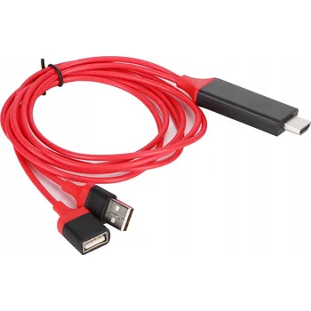 Video kabel HDMI USB KABEL ADAPTÉR 2M 1080P PRO SMARTPHONE ČERVENÝ