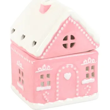 Aroma lampa Aromalampa keramická Perníková chaloupka Pink - pohádkový růžový domek
