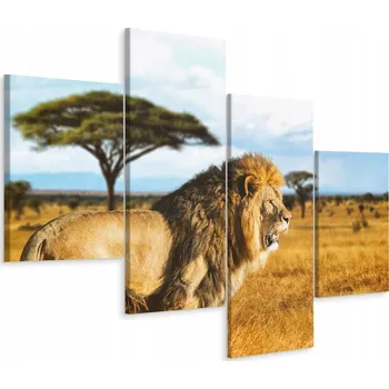 Obraz Čtyřdílný obraz LEV Nebe Stromy Krajina 80x50