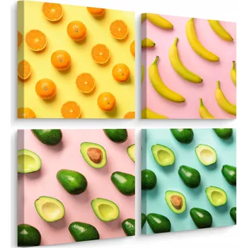 Obraz Sada obrazů do kuchyně OVOCE Citrusy Avokádo Pop-Art Jídlo 80x80