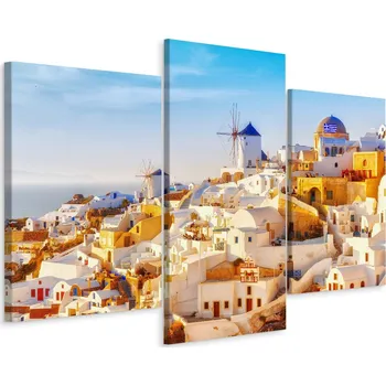 Obraz Obraz Triptych ARCHITEKTURA Santorini 3D 120x80