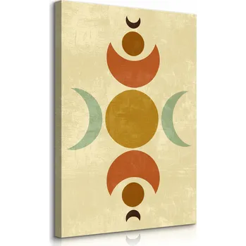 Obraz OBRAZ DO LOŽNICE MĚSÍCE AZTÉCKÉ VZORY STYL BOHO 50x70