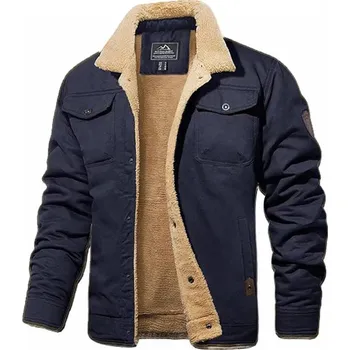 Pánská bunda Teplá pánská bunda s kožešinovou podšívkou Barva: Modrá, Velikost: 3XL