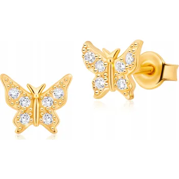 Náušnice ZLATÉ NÁUŠNICE S MOTÝLKY JSOU JEMNÝM DÁREK K NAROZENINÁM JMENINY PŘIJÍMÁNÍ