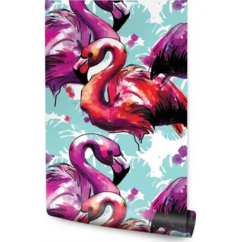 Fototapeta Tapeta do obývacího pokoje Malované abstraktní PLAMEŇÁCI