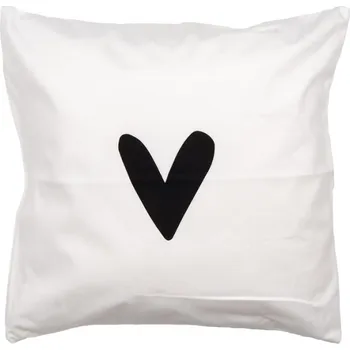 Dekorativní polštářek Černo-bílý oboustranný povlak na polštář se srdíčky Happy and Smile – 45x45 cm