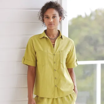 Dámská košile Košile s krátkými rukávy, ze směsi bavlny a lnu mechová 42