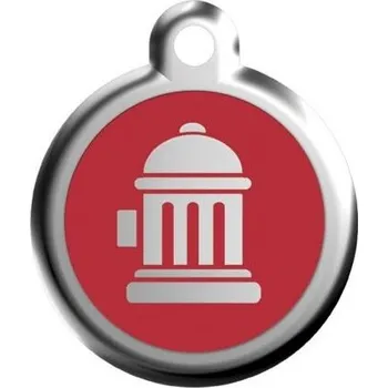 psí známka Známka střední průměr 30 mm - Hydrant - Červená