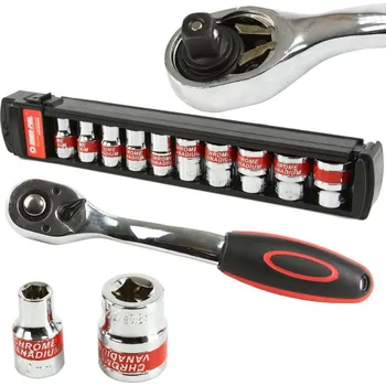 Nástrčné hlavice 8-24mm, 1/2", 10ks s ráčnou MAR-POL