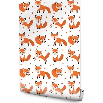 Fototapeta Tapeta do dětského pokoje veselé lišky a puntíky