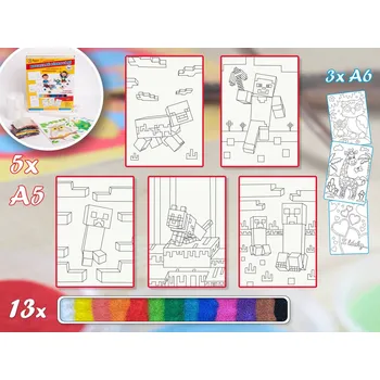 kreativní sada Radost v písku Sada střední MINECRAFT - Barevné pískování obrázků