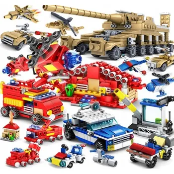 ostatní stavebnice 20x SADA BLOKU STAVEBNICE VOZIDLA POLICIE HASIČI VOJENSKÉ