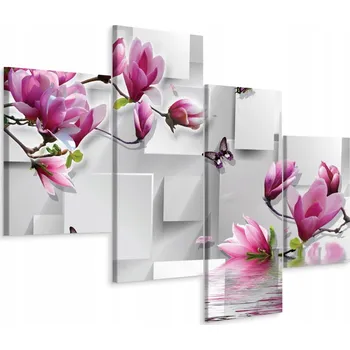 Obraz Čtyřdílný obraz KVĚTINY Motýli 3D efekt 120x75