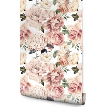 Fototapeta Tapeta do Ložnice Růžové KVĚTY Růže Pivoňky Hortenzie Vintage Styl