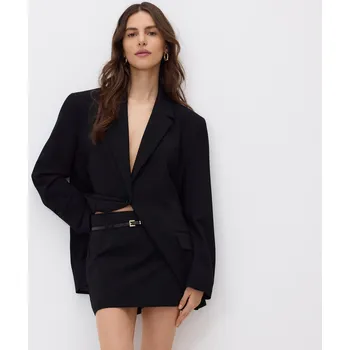 Reserved - Kraťasová sukně s páskem - černý - 965DR-99X - 965DR-99X-L